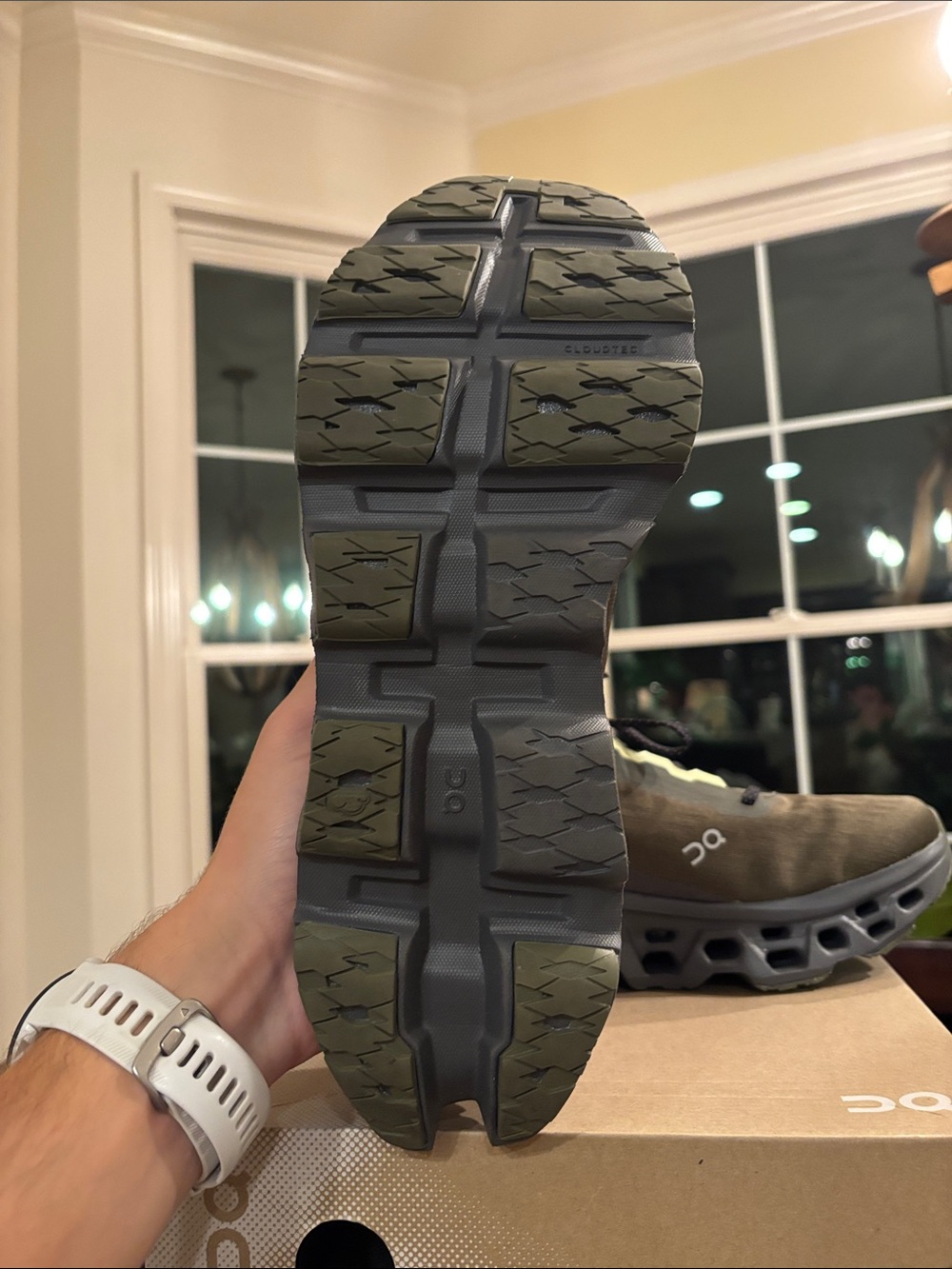 On Running Cloudmonster 3 Men's Running Shoe - Olive and Dark Gray - Picture 2 of 2